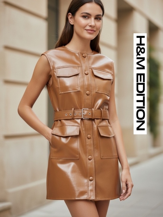 H&M Dresses & Skirts - NEW H&M Edition Faux leather cargo dress, L, GP1544